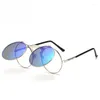 Solglasögon vintage metallpunkglasögon ångflip mäns UV400 skyddande vikbar multifunktionell för män