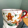 Tazze Creatività Tazza in ceramica natalizia Simpatico omino di pan di zenzero Tazza per bere il caffè in casa Kawaii