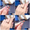 Cluster Rings Natural Mti-Color Tourmaline Ring for Woman M 5mm Sier 925 Gemstone Jewelry Drop Delivery Dhot7