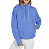 Felpe con cappuccio da donna Felpa corta ampia da donna con mezza zip Felpa pullover a maniche lunghe a quarti tinta unita con foro per il pollice