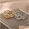 Klusterringar zirkon opal solros för kvinnor öppnar justerbart rostfritt stål guld sier färg finger ring par smycken anillos släpp dhwvi