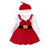 Conjuntos de roupas Mababy 0-18m Natal nascido bebê menina roupas manga longa macacão veludo saias chapéu infantil criança trajes de natal d05