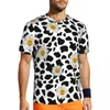 رجال القمصان Daisy Cow Print Thirt T-Shirt Summer Floral Animal Cowprint Tirts Tirts Harajuku Tee Shirt for Men Pattern Tops Big