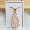 Pendant Necklaces 2024 Crystal Cage Necklace Holder Net Metal Chain Stone Collecting Interchangeable Adjustable Copper Jewelry