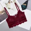 Bras Bras Women Lace Wireless Bra Adjusted Thin Strap Crop Top Breathable Full Cup Push Up Brassiere Solid Color Bralettes YQ240203