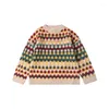 Ensembles de vêtements tricotés pour enfants, automne/hiver KP, pull rayé de Style pastoral, jupe courte, robe pour filles, 2024