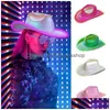 Beralar LED Cowgirl Şapkası Hafif Cadılar Bayramı Dekoratif Po Props Chic Holografik Işık Caz Damlası Teslimat Dhgz3