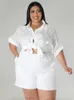 Wmstar plus size conjuntos de duas peças feminino combinando camisas soltas topo shorts treino casual verão atacado gota 240127