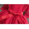 Abiti da ragazza Abito primaverile Bambini per ragazze Abbigliamento casual in cotone Abiti ricamati in pizzo 3-8T Abiti a maniche lunghe a fiori