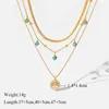 Pendant Necklaces EILIECK 316L Stainless Steel Tree Of Life Blue Stone Necklace For Women Vintage Trend 3in1 Clavicle Chains Jewelry Gifts
