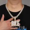 Halsband den bling king dubbelskiktet stort anpassat namn hänge halsband två ton färg initial micro asfalterade kubiska zirkonia hiphop smycken