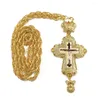 Collane con ciondolo Placcato oro Croce pettorale Chiesa cristiana Corona Collana per donne Uomini Sacerdote Crocifisso ortodosso Battesimo Regalo religioso
