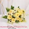 Decorative Flowers Artificial Roses Bundle Silk Fake Home Bedroom Decoration Xishi Rose Floral Simulation Champagne Flower Wedding Decor