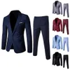 Men Pants Set Stylish Men's Business Suit Set Lapel Slim Fit Coat Long Pants for Workwear Formal Ocns Slim Fit Suit Outfit 240125