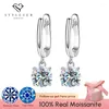 Dangle Oorbellen Stylever Luxe 1CT Moissanite Diamanten Hoop Voor Vrouwen 925 Sterling Verzilverd 18k Wit Goud Bruiloft Fijne Sieraden