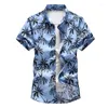 Casual herenoverhemden 2024 zomer Hawaiiaans overhemd mode afdrukken korte mouw bloem mannelijk merk plus maat