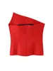Women's Tanks Vest Versatile Thin Red Asymmetrical Tight-fitting Underwear Bra Sleeveless Top