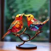 Estatuetas decorativas de metal beija-flor pássaro arte de parede decoração para casa jardim ao ar livre estátuas esculturas miniaturas ornamentos quarto