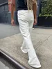 Women's Pants Drawstring Raw Hem White Straight Long 2024 Sweet Cute High Waist Trousers Summer Casual Sport Sweatpant Chic