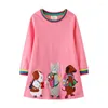 Robes de fille sautant mètres arrivée animaux broderie école porter automne printemps enfants vêtements à manches longues mode style preppy costume