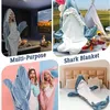 Одеяла с изображением акулы, толстовка с капюшоном, женский комбинезон кигуруми, детский теплый фланелевый комбинезон с капюшоном для родителей, забавная домашняя одежда, комбинезон, спальный мешок