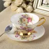 Pastoral Floral Bone China Tea Cup Saucer Spoon Set 200ml Cafe Ceramic Coffee Elegant Advanced Porcelain Teacup Drop 240130