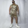 Stage Wear Gold Silver Sleeveless Zipper Jumpsuit Male Jazz Hip Hop Dance Overalls Costume Bar Nightclub DJ Gogo Performance