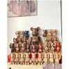 Filmspel Nytt Spot Game Bearbrick 400% Polygonal Wavy Mönster Rainbow Wood Violent Building Block Bear Tide Toy Doll Handle 28cm D DHBVX