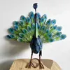 Garden Decorations Metal Peacock Statue Decor Yard Animal Standing Posture Figurine Decorative Home Craft Art