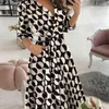 Casual Dresses Women's Spring/Summer Fashion Long Sleeve V-Neck Print Wrapped Hip Dress Elegant Butterfly Slim Fit Sets Up Pocket