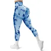 Leggings de sport pour femmes, teinture par nouage, taille haute, gymnastique, Fitness, Yoga, Push-Up, sans couture, collants de levage des hanches