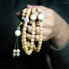 Charm armband gul väderbitande bodhi rotarmband frö 108 vit jade halsband kvinnors smycken gåva