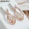 Kolczyki Dangle Syoujyo Fashion Bohemian 585 Gold Kolor Women's Trendy Natural Zircon Micro wosk inlay pusta drop vintage