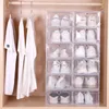 6pcs Set Fold Plastic Shoes Case Thickened Transparent Drawer Case Plastic Shoe Boxes Stackable Box Shoe OrganizerShoebox 240131