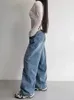 Houzhou vintage y2k dżinsy kobiety workowate kpop gyaru streetwear szerokie niebieskie dżinsowe spodnie harajuku koreańskie acubi moda high talia 240201