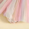 Infant Girl Rompers Dress Embroidery Butterfly Wing Fly Sleeve Rainbow Color Tulle Skirt Jumpsuits Clothes Baby Summer Clothing 240202