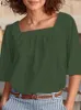 Женские блузки 2024 ZANZEA Элегантная женская блузка с квадратным вырезом и половиной рукавов, летняя праздничная рубашка, модные офисные блузки, однотонные топы