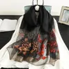 Scarves 2024 Winter Silk Scarf For Woman Soft Wool Two Color Embroidery Scarfs Lady's Hijab A Dress Of Ceremony Wholesale