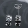 Boucles d'oreilles Anziw Sparkle Real Moissanite Black Diamond 925 Argent Or Oreille Piercing Bijoux Pour Femmes Hommes Cadeaux 3mm/4mm/5mm