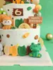 Strumenti per torta Cartoon Topper animale di legno di boschi simpatico foresta morbida foresta giungla safari leone decorazione di 1 ° compleanno festa regalo per feste