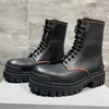 Mode homme bottes à lacets semelle en caoutchouc hommes en cuir véritable bottine bout rond mâle botte décontractée