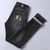 Herren-Jeans, Designer-Jeans, leicht, luxuriös, europäisches High-End, lässig, schmale Passform, kleiner Fuß, elastische Baumwolle, Stickerei, brandneu, 2030 ECWR