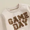 Kledingsets 2024-09-21 Lioraitiin 0-3Y Peuter Baby Boy Game Day-kledingset Sweatshirt met lange mouwen Pullover Tops Joggers Broek Outfit