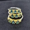 Cluster-Ringe, die S925-Sterlingsilber-Weißgold-natürlichen London-Blautopas-Stein 3 6 mm Ring-Damen-Geschenk verkaufen