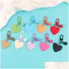 Keychains & Lanyards Fashion Resin Heart Keychain With Bell Women Cute Solid Color Shape Charm Bag Pendant Keyrings Accessories Drop Dhwfq