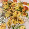 Cadeau cadeau 100pcs coloré jaune fleur style PVC autocollant étiquette carte ensemble scrapbooking bricolage décoration