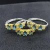 Cluster-Ringe, die S925-Sterlingsilber-Weißgold-natürlichen London-Blautopas-Stein 3 6 mm Ring-Damen-Geschenk verkaufen