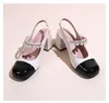 Klädskor stor storlek 31-43 Mary Jane White High Heels Women Slingback Block Heel Sandals Woman