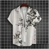 Camisas casuais masculinas Mens Camisas Casuais Caráter Chinês Tatuagem Moda Camisa 3D Impressão Homem Havaiano Diariamente Caucal Homens Verão Top Pano Dhdzf