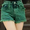 Kobiety szorty 2024 Summer Y2K Denim Casual Green Personalized Harlan Short Pants Modna moda